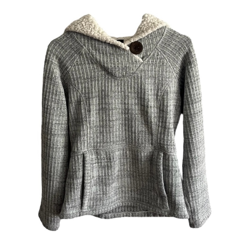 Kőppen Pullover Knit Sweater, Grey & White, Women's Size Medium